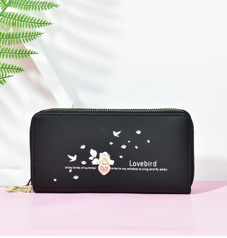 Женский длинный кошелек - двойная молния, большая вместимость с принтом Love, карманный чехол для телефона