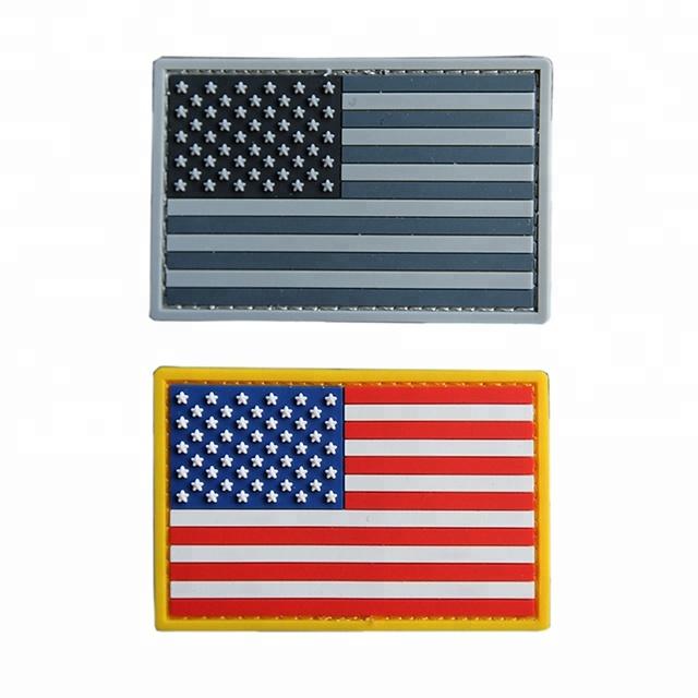 Handmade American Flag Patch USA Soft PVC Rubber Sew-On Style with 3D Heart Flower Star Shapes for Hats Clothes & Bags