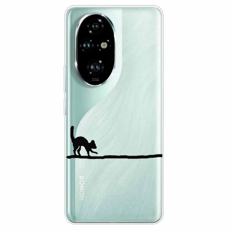 For Honor 200 / 200 Lite / 200 Pro Case Clear Soft TPU Lovely Silicone Back Cases for Honor 200 Pro Transparent Cat Bumpers