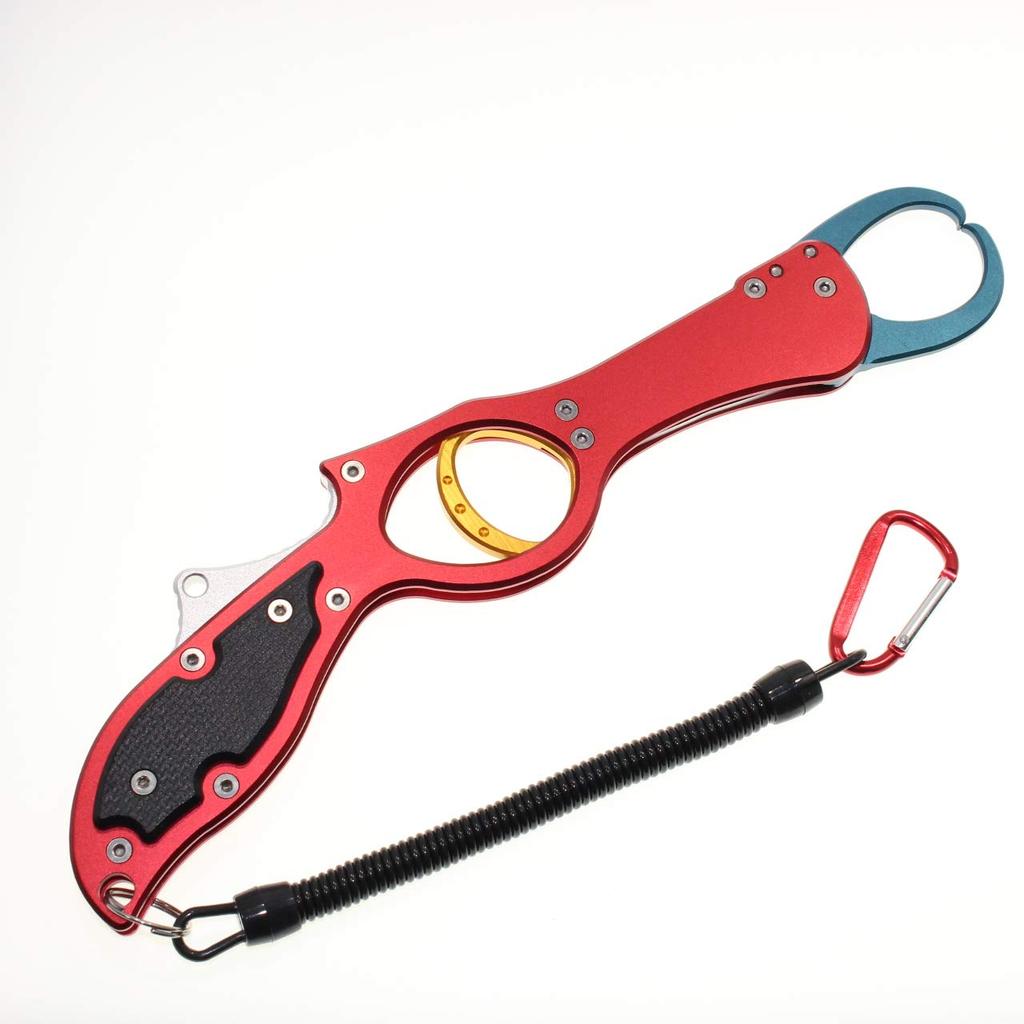 1091 Fish Lightweight Aluminum Fish Long Gun Grip (Iregui) Grip, Grip, Reach, (Red (Aluminum Trigger))