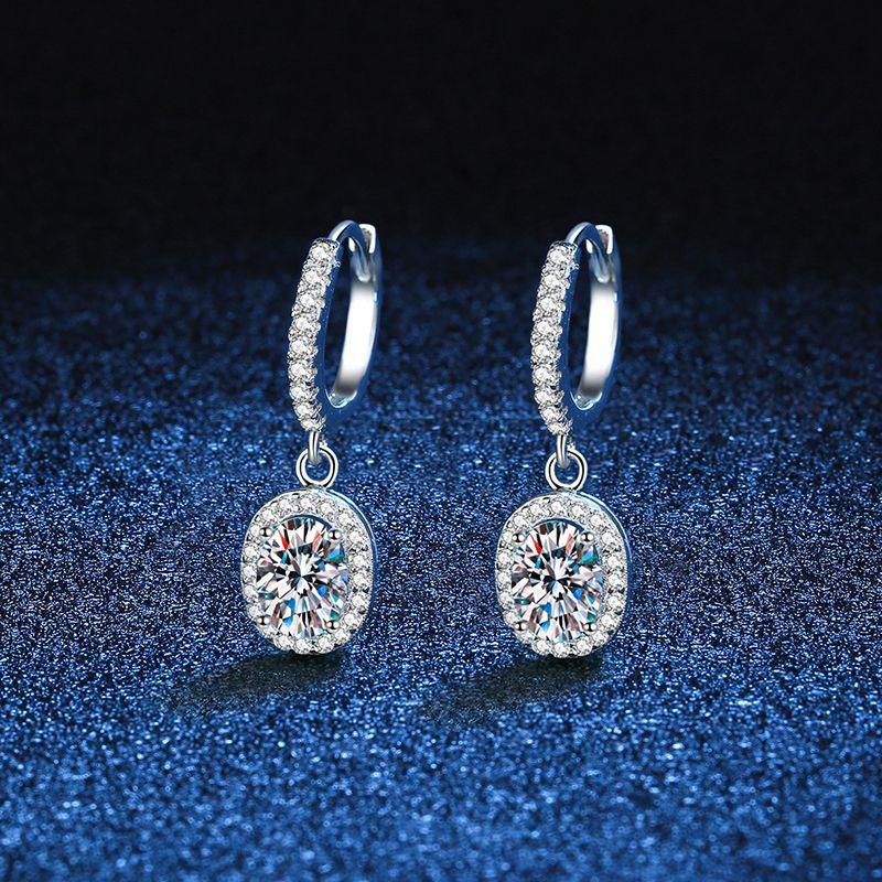 Серьги из стерлингового серебра S925, 1 карат, для женщин, овальной огранки, мозанит, серьги-гвоздики, D VVS1, изысканные украшения