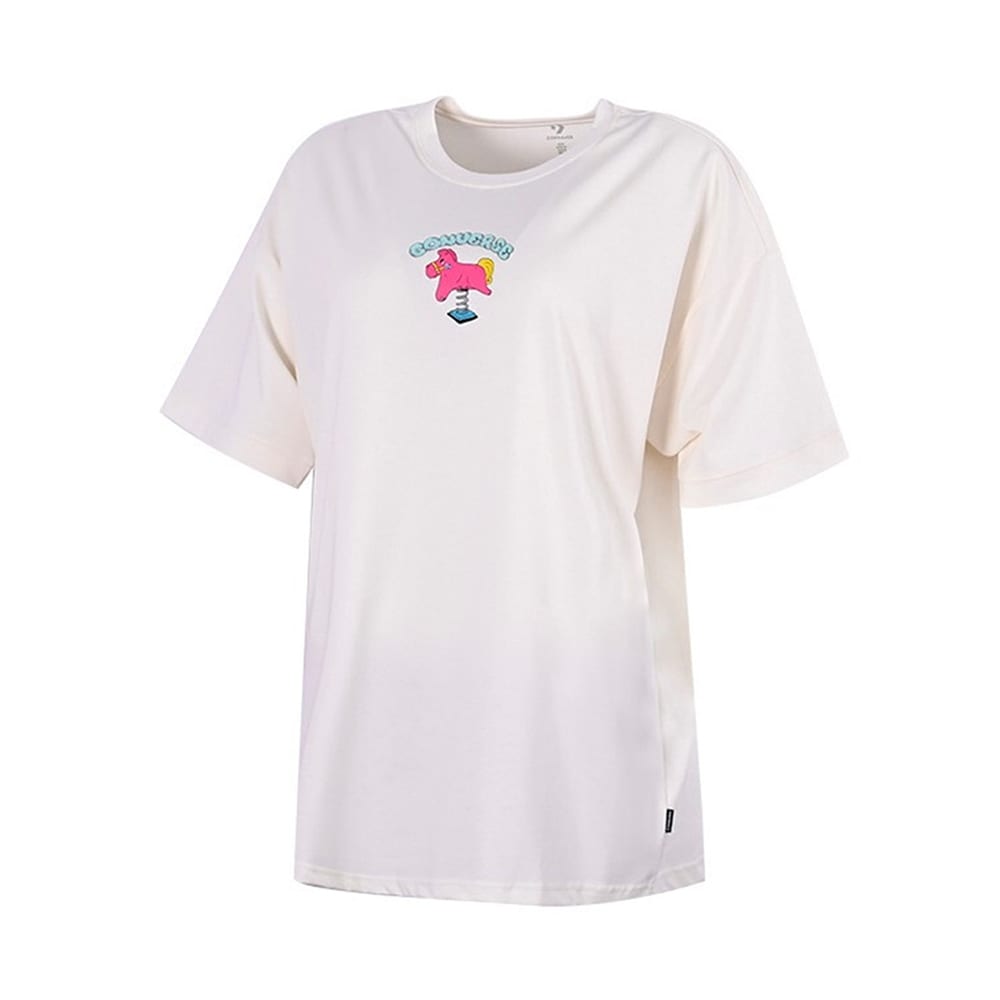 Converse T Shirts Women's White Crew Neck Moderate 10024363-A01