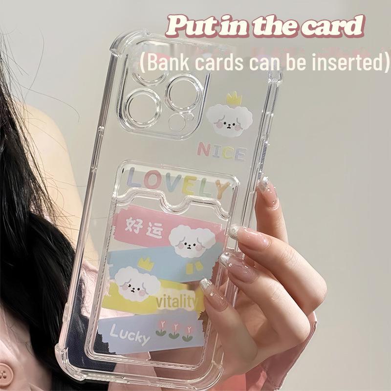 Силиконовый чехол Zhitai Cartoon для iPhone 13-15 Pro/Max с держателем для карт