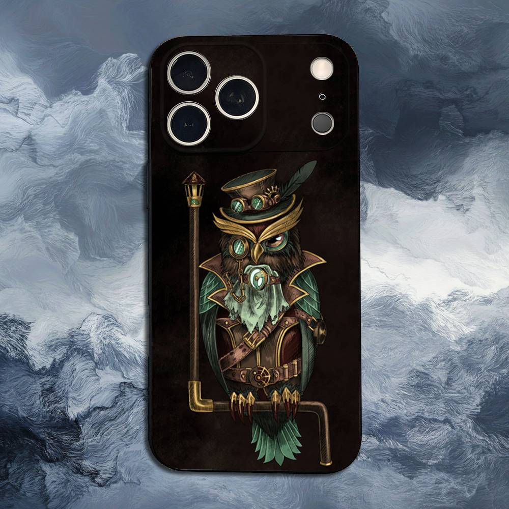 Милый C-Цветной Сова B-Птица Для iPhone 12,14,13,15,8,7,16,11,17,X,Mini,Plus,Pro,XR,SE,XS,Max,Мягкий Силиконовый Черный Чехол