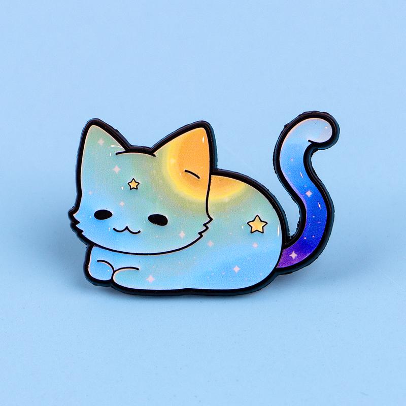4pcs/set Cute Rainbow Cat Enamel Pin Badge On Backpack Lapel Pins Cartoon Brooches for Jackets Cosplay Accessories Gift Toys