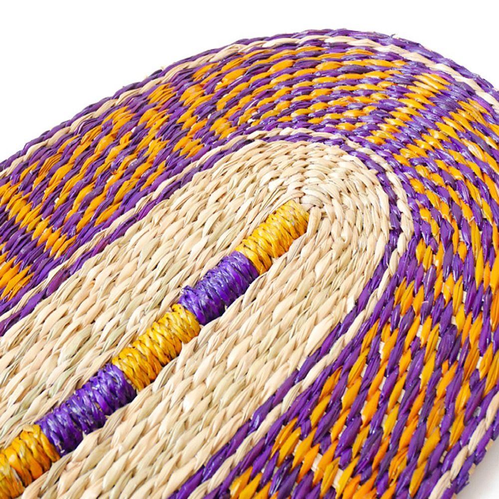 Colorful Striped Patterns Hand Braided Fan Bohemian Cattail Fan  School/Office