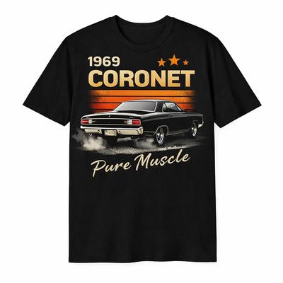 1969 Old School Muscle Car Силуэт Унисекс Графическая Футболка Винтажный Подарок