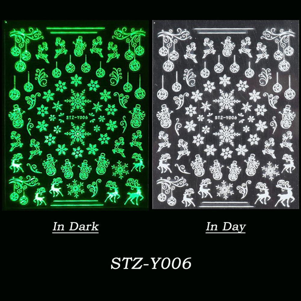 Adhesive Decals Glow In The Dark DIY Manicure White Snowflakes Nail Sticker 3D Luminous Christmas
