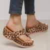 Модные леопардовые босоножки на платформе женские римские туфли на танкетке с клипсой на носу женские летние пляжные шлепанцы с толстой подошвой большого размера