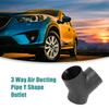 ACROPIX Car Heater Warm 3 Way Duct Pipe Y Shape Outlet Connector Universal 75mm Black 1pcs