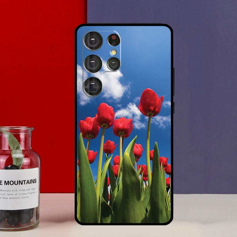 Чехол Funda с цветком тюльпана для Samsung Galaxy S25 Ultra S9 S10 S20 S21 FE S22 S23 Plus S24 Ultra