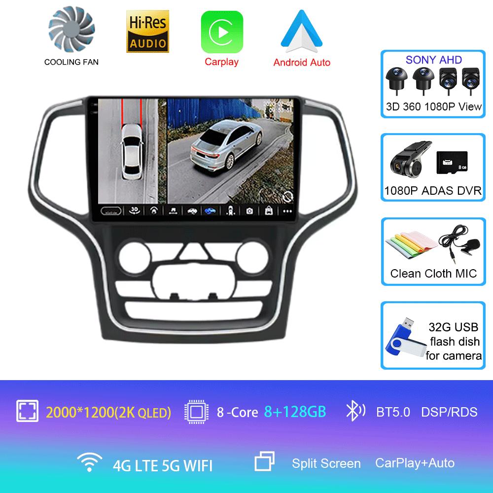 Для Jeep Grand Cherokee WK2 2014 Автомобильное радио Мультимедиа Carplay Навигация GPS Беспроводная Android Auto Car Stereo HDR Радио 5G Wifi