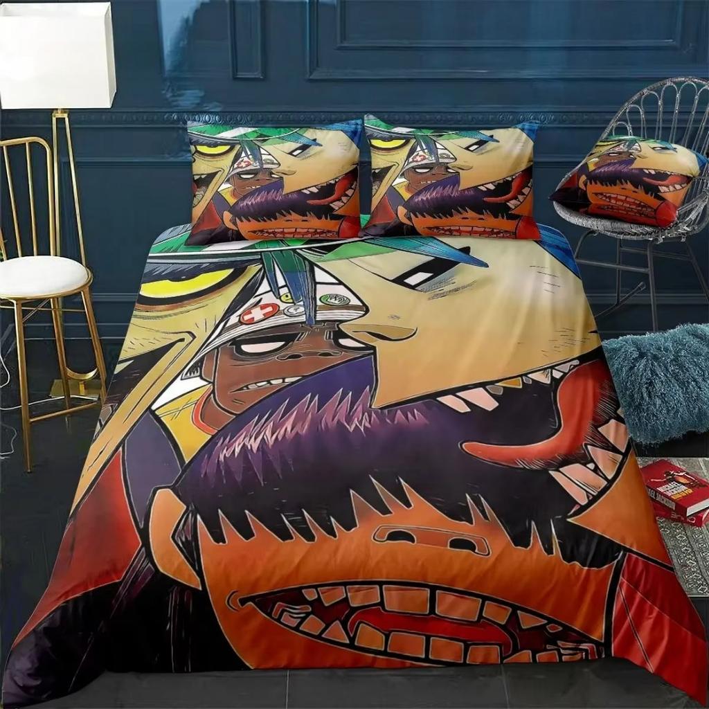 Hip-HoGorillaz Комплект постельного белья Музыкальная группа Gorillaz Пододеяльники Двуспальная кровать Односпальная кровать Постельное белье Покрывало Мультяшное Детское для дома