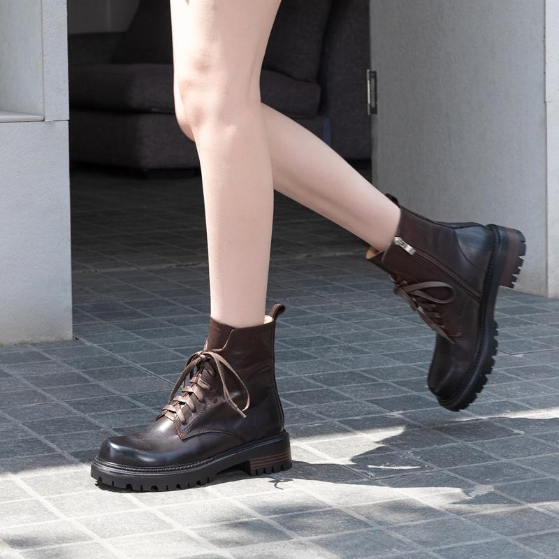 Новые осенне-зимние женские ботинки Модные рыцарские ботинки для женщин Круглый носок Массивный каблук Женская обувь Zapatos Mujer Обувь на платформе