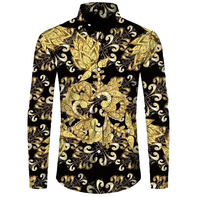Luxury Baroque Pattern Long Sleeve Shirt, Stylish Fashion for Any Occasion
