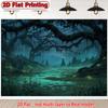 Banner Suitable for Halloween Parties and Home Office decorationIts Features Include Moss-covered Trees and a Misty Atmosphere