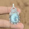 Natural Larimar Gemstone Pendant Handmade 925 Sterling Silver Indian Jewelry
