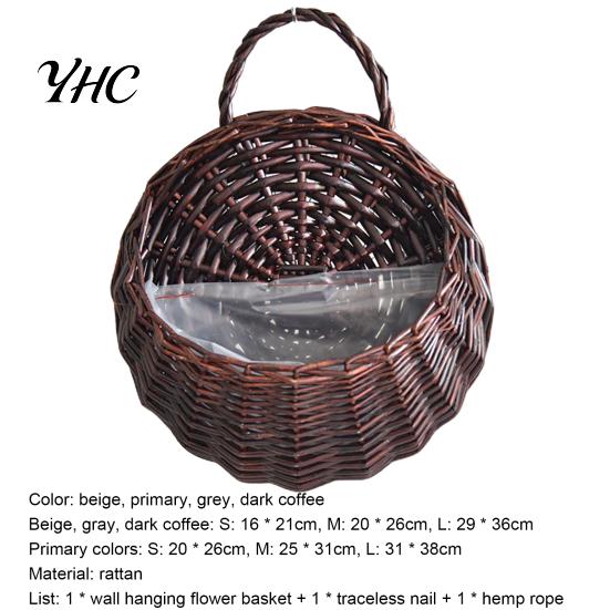 Pot Plants Holder 1 Set Plant Basket Handmade Weaving Multi-Function Rattan Hanging Wall Fence for Garden