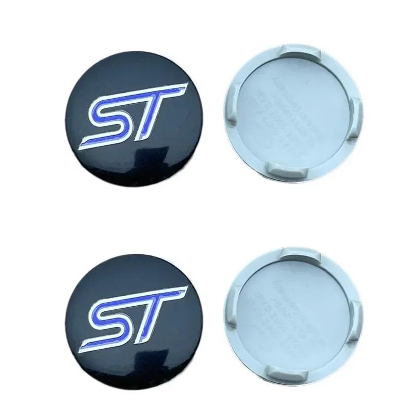 BQYI9 4Pcs 54mm ST Wheel Center Cover Hub Caps Car Emblem Badge For Ford Mondeo Mustang Focus Fiesta ST Logo Auto Accessories