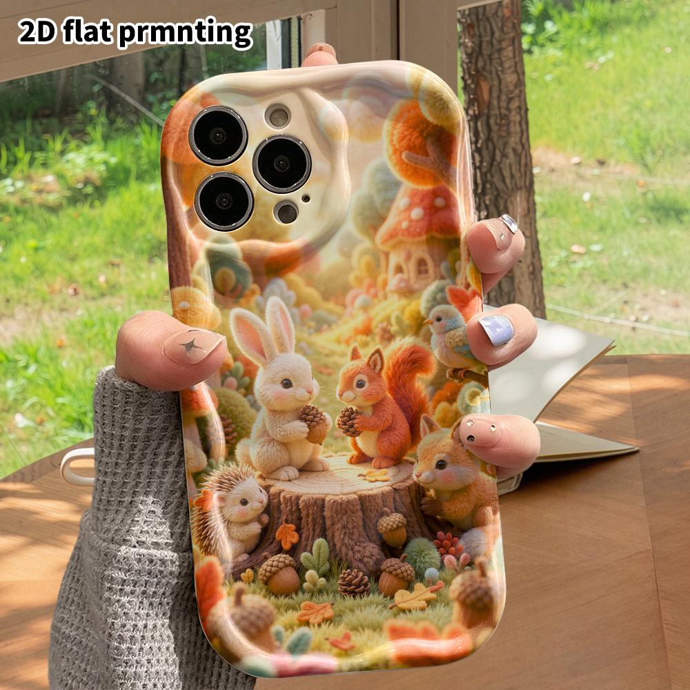 Phone case: 2D flat design suitable for iPhone 18 17 16 15 14 13 Pro protective case, autumn forest party, perfect Christmas and Halloween holiday gif