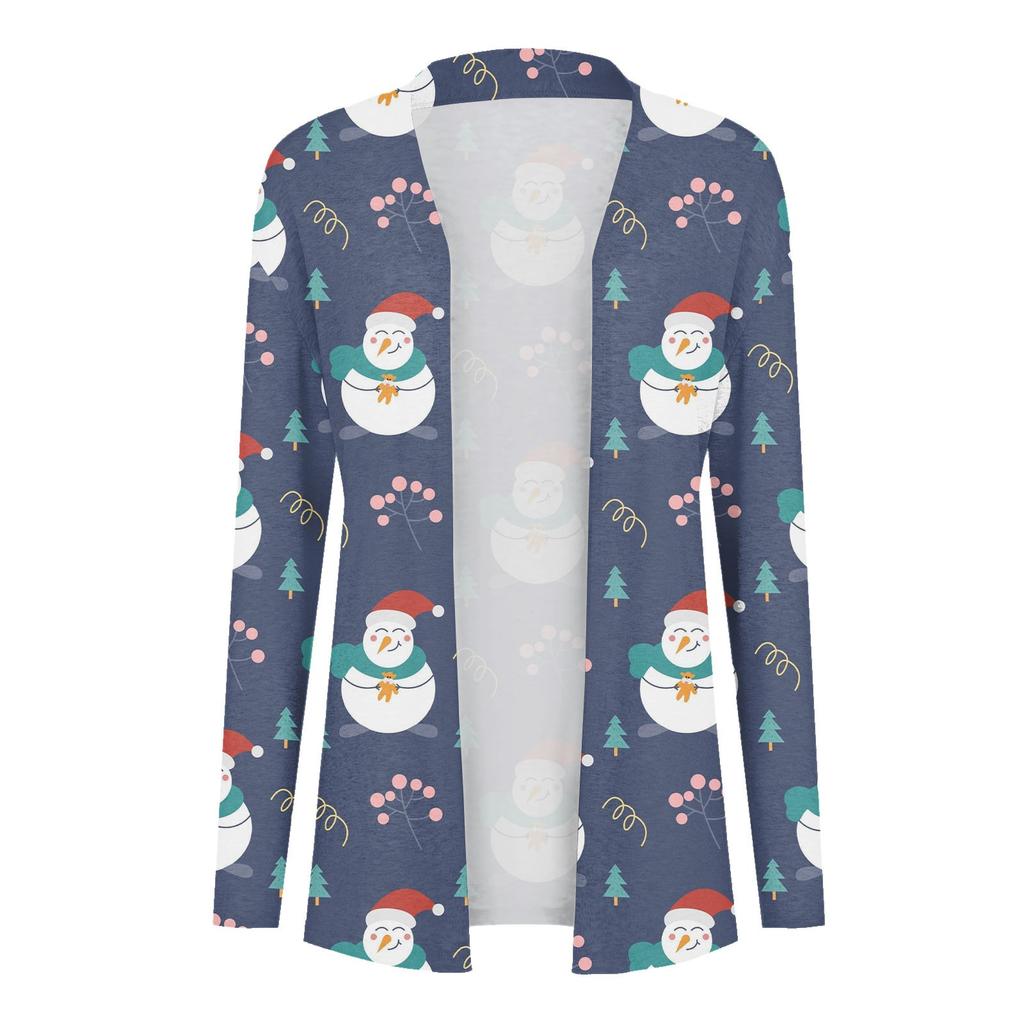 Женский осенний кардиган, женский кардиган с длинным рукавом и принтом спереди, легкая модная повседневная куртка