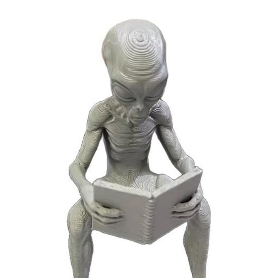 Yangyizhi 3D-печатное инопланетное украшение для чтения, креативная сидящая скульптура, коллекционная фигурка из смолы для рабочего стола, офиса, кабинета