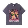275 GSM Washed T-shirts 100% Cotton Demon Slayer V73 Nezuko Print Unisex Heavy Cotton T Shirt