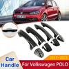 For Volkswagen VW POLO MK6 AW BZ 2017~2023 Gloss Black Door Handle Cover Stickers Trim Car Protective Film Accessories