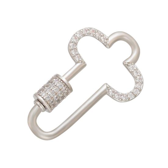 Decorative Buckle Cross Turnbuckle Clasp with Clear Rhinestones Easy Screw Locking Jewelry Connector Bracelets Necklaces Keychains DIY