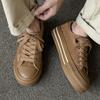 Высококачественная повседневная кожаная мужская обувь на толстой подошве 2025 Новинка Горячая распродажа Тренд Уличная Нескользящая Обувь для скейтборда На шнуровке Вулканизированная обувь