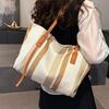 Large Capacity Bag Women's 2025 New Trendy Fashion One Shoulder Underarm Tote Women's Bag Spring and Summer Foreign Style Striped Big Bag