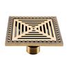 Bathroom Shower Antique Brass Square Tile Insert Drain Anti-odor Invisible Floor Drain