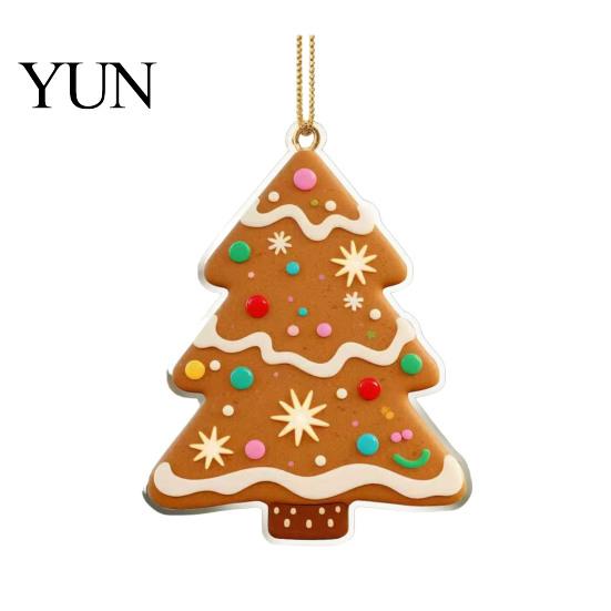 Whimsical Gingerbread Man Decor Christmas Tree Pendant, Double-sided Acrylic Hanging Ornament for Lightweight Craft Ornaments Holiday Home And