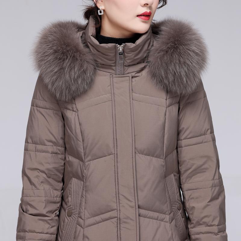 Real Fur Collar Winter Long Down Coats for Women Vintage Plus Size Parkas Hooded Elegant Thick Warm White Duck Down Jacket Woman Outerwears