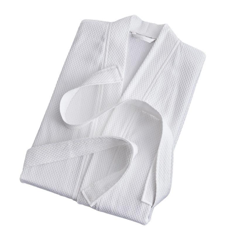 Hotel Inn All-Cotton Waffle Bathrobe with Reversible Collar - Perfect for Four Seasons, Hot Springs, and Salons - White Robe
