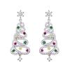 Рождественские серьги, красочные цирконовые микроинкрустированные Рождественская елка, нежные серебряные серьги-гвоздики для девочек, женские серьги-гвоздики