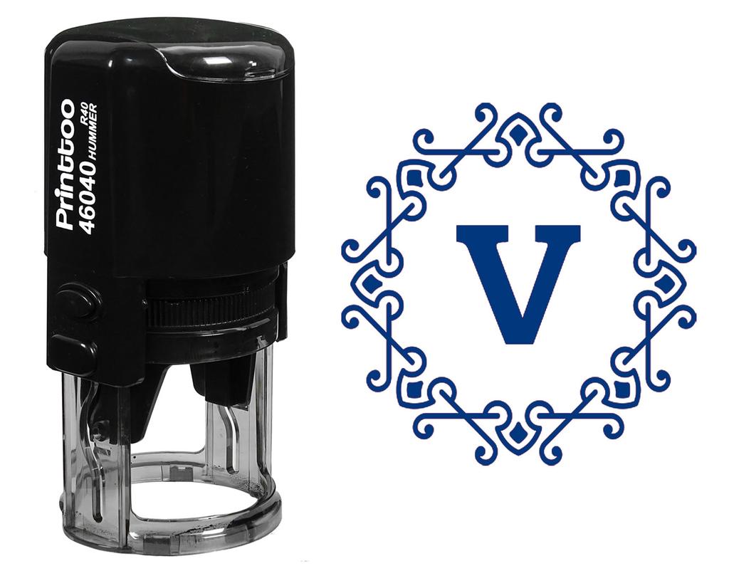 Printtoo Self Inking R-40 Octagon Celtic Swirl Frame Alphabet V Monogram Office Стационарная резина