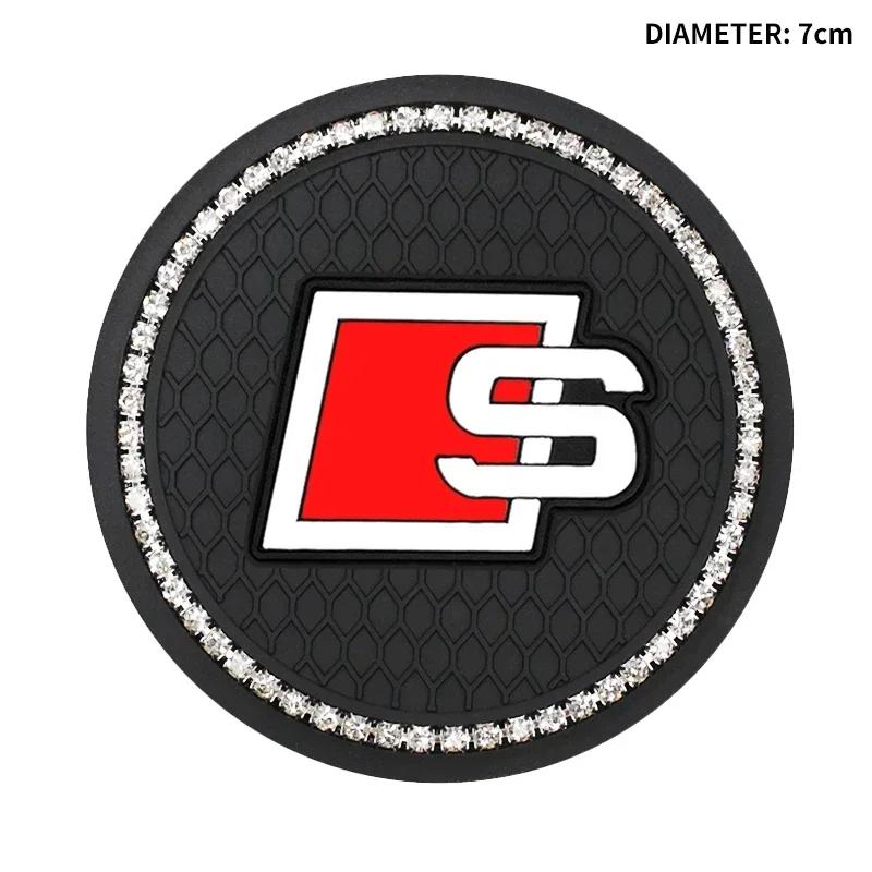 1/2pcs Car Styling Diamond Car Coaster Water Cup Anti-slip Pad Mat for tt S A4 A5 S3 S5 A3 8p 8v b6 b8 S8 S4 B9 C7 Accessories