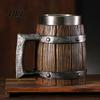 Beer Mug Large Capacity Wood Barrel Mug, 600ml Stainless Steel Liner Stein, Vintage Style Stein Rustic Tankard for Pub Home Bar Party Gift Heavy Duty