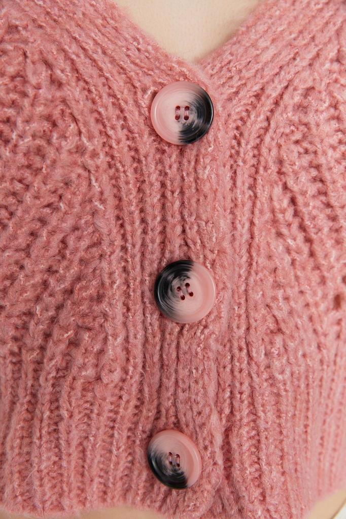 Женский элегантный кардиган, пудровый, мягкий текстурированный укороченный трикотаж, кардиган