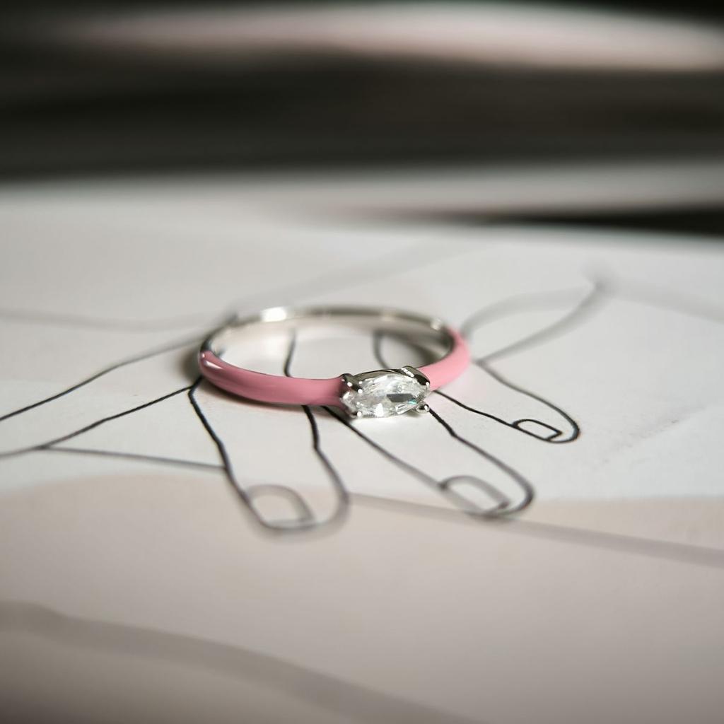 Silver Ring with Cubic Zirconia, Enamel, Product Weight 1.06 G (60002235)