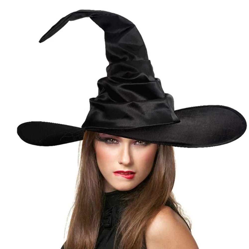 Props Night club Accessories Halloween Hats Witch Hats Sorcerer Caps Black Folds Wizard Cap