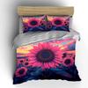 Pink Sunflower Art Decor Set Multiple sizes kid's and adults' bedroom Exquisite 3PC bedding set, gift