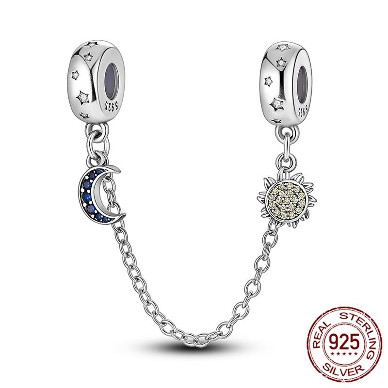 Copper Stars Moon Sun Clover Safety Chains Pendant Charms Beads Fit Original Bracelets Diy Jewelry Gift For Women