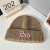 Letter knitted wool hat Children's autumn and winter warm ear protection headgear big head circumference showing face small cold hat man