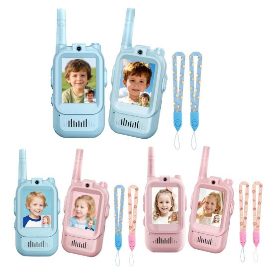 Video Walkie Talkies Toys Rechargeable Play House Toys Adjustable Lanyard Two-Way Video Call Device for Family Role Play & Parent-Child Interaction