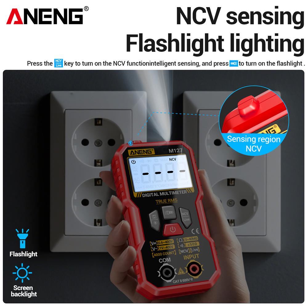 ANENG M127 Digital Multimeter 4000 Counts True RMS Auto Range NCV Voltage Tester Free Gift B15 Voltage Test Pen Electrician Tools with Digital Display