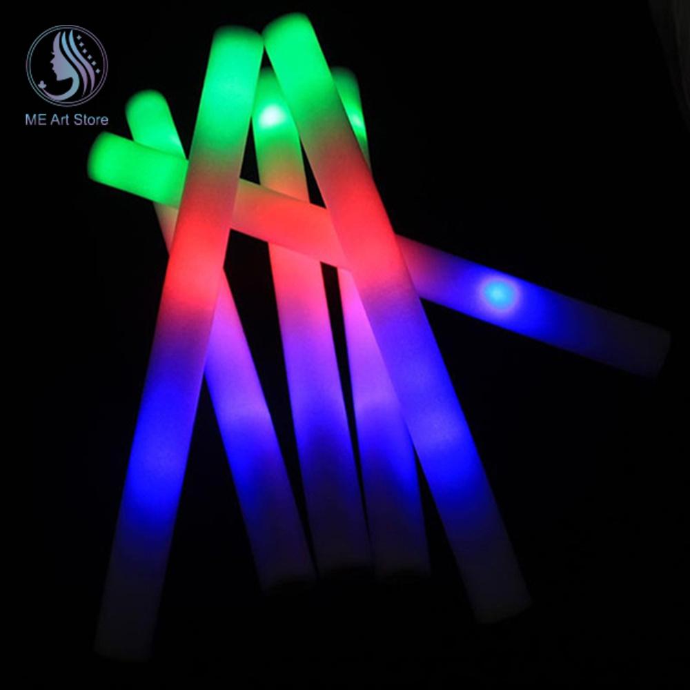 5 шт./лот светящиеся палочки оптом красочные светодиодные пенопластовые палочки светящиеся палочки Cheer Tube RGB светодиодные светящиеся в темноте лампы для свадьбы рождественской вечеринки