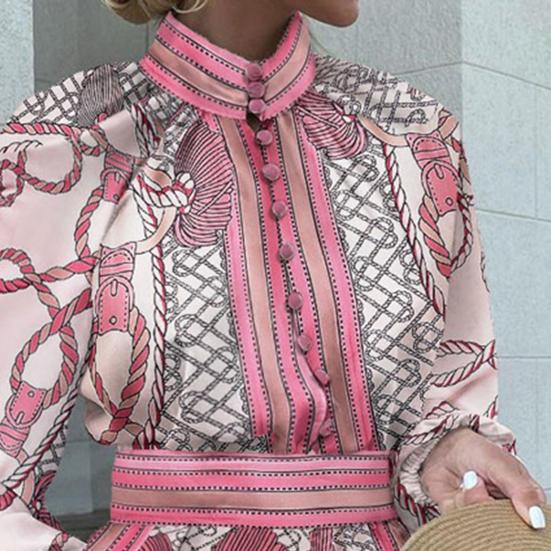 1 комплект, женский комплект с рубашкой и шортами, винтажный узор, водолазка с принтом, двухсекционный однобортный топ с длинными рукавами и карманами, офисные шорты