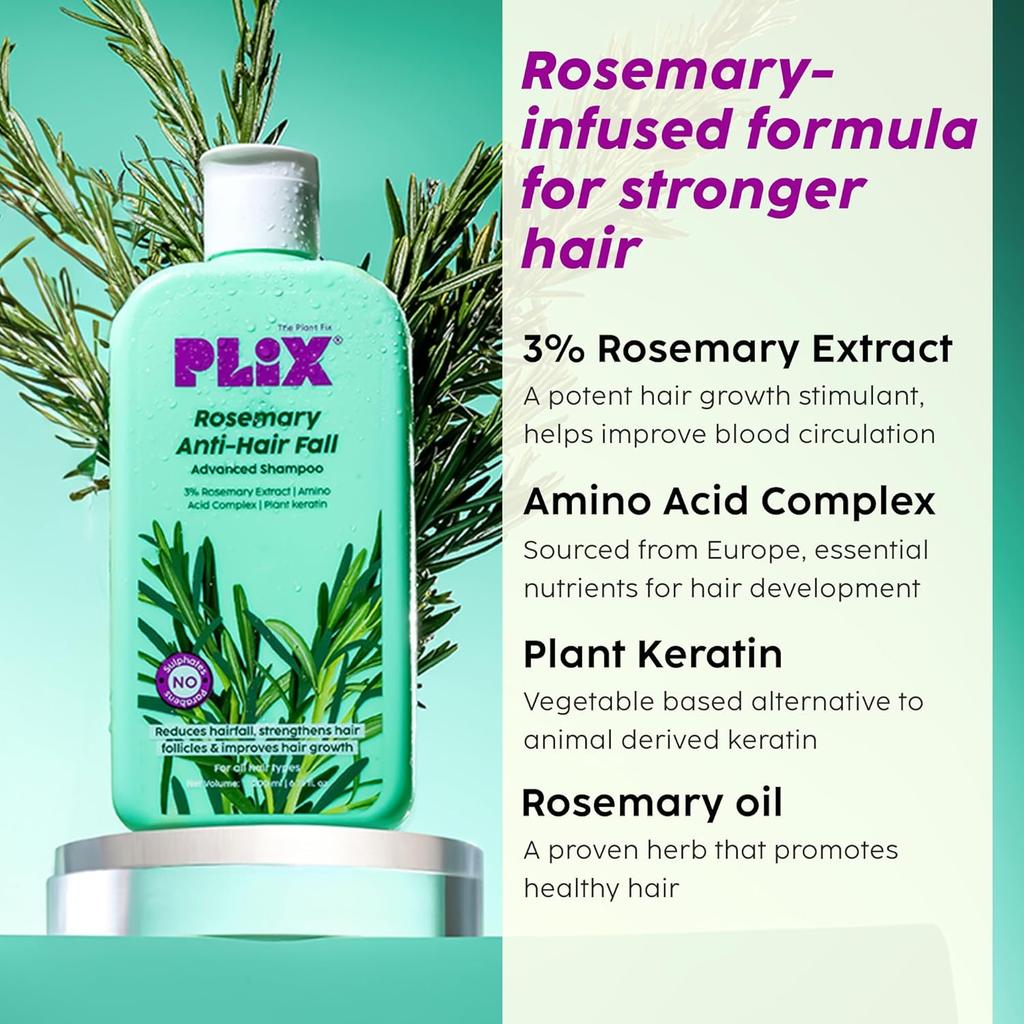 Plix Rosemary Anti Hairfall Regime Advanced Shampoo,200ml & Conditioner,175ml